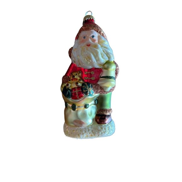 POLAND MOUTH BLOWN HAND PAINTED GLASS SANTA Christmas Ornament 5” Tall - Picture 2 of 7